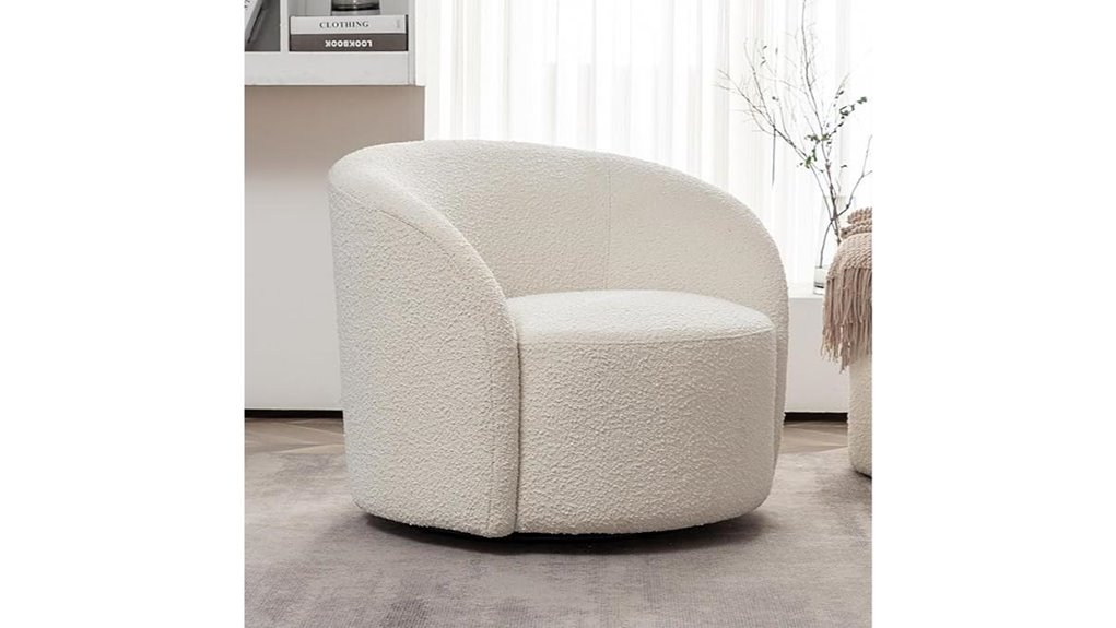 cream swivel barrel chair