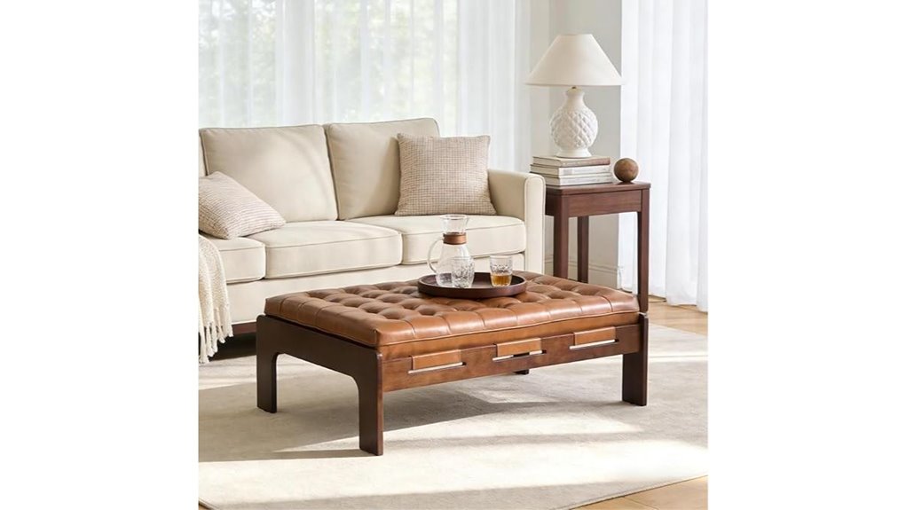 faux leather ottoman table