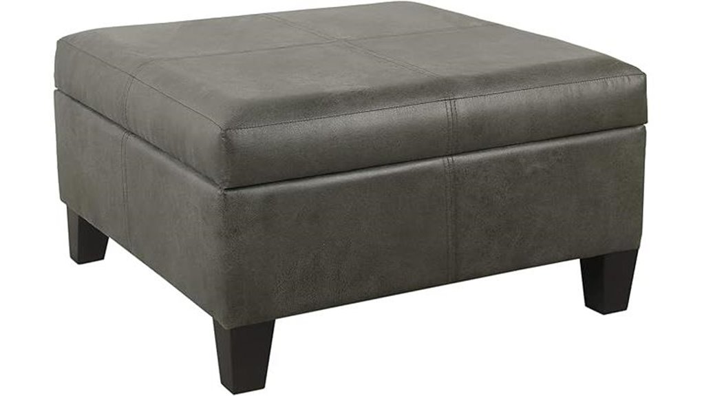 faux leather storage ottoman