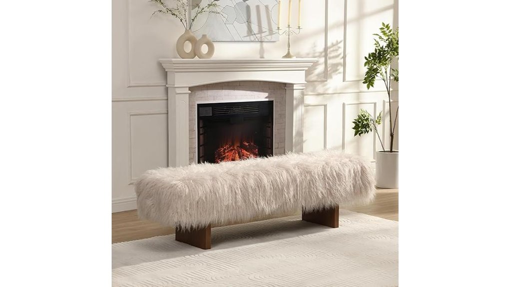 faux wool bedroom bench