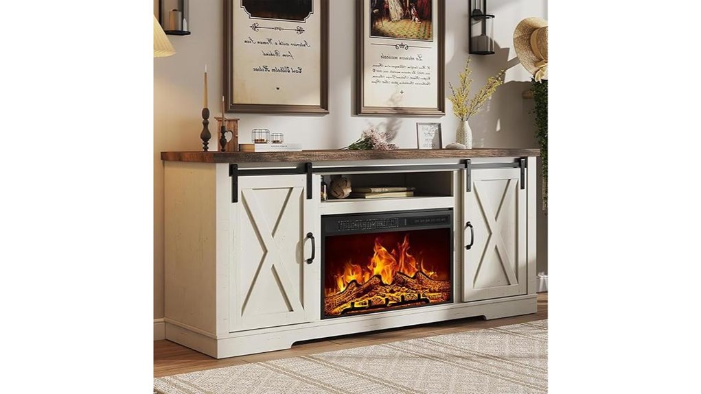 fireplace tv stand with sliding barn door