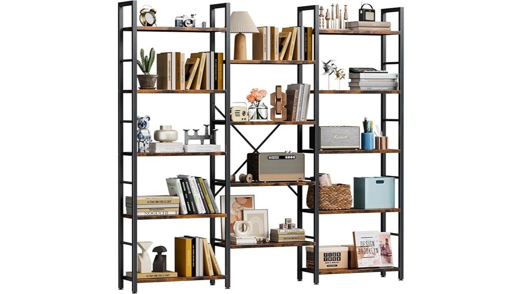 five tier industrial bookshelf