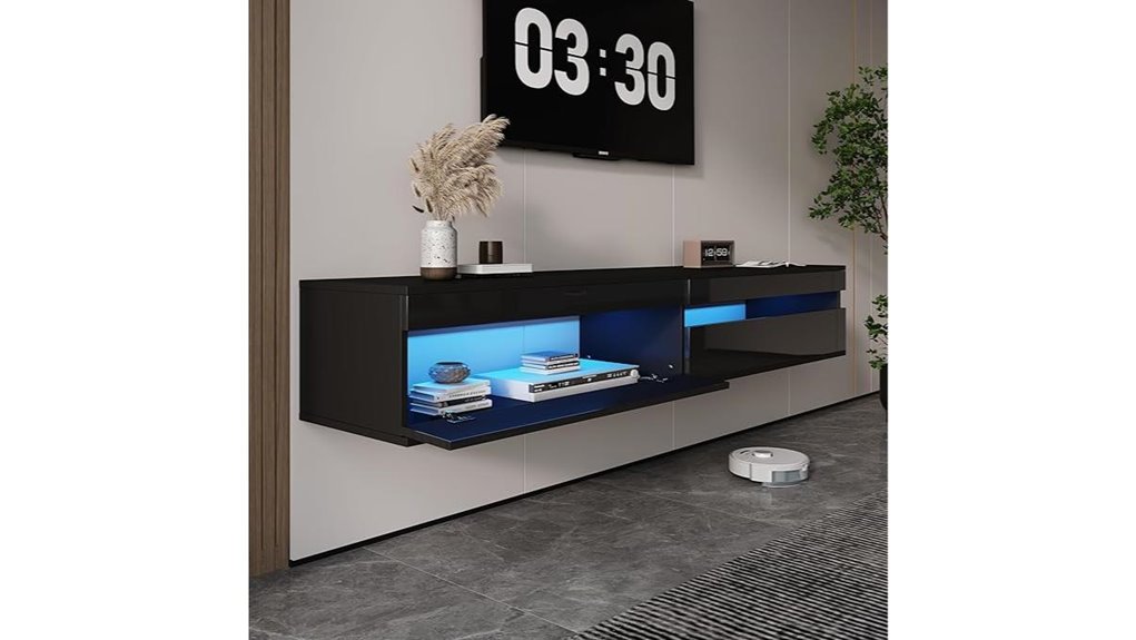 floating tv stand with led