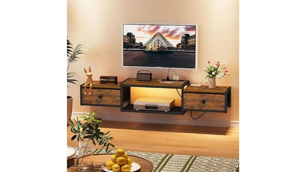 floating tv stand with outlets