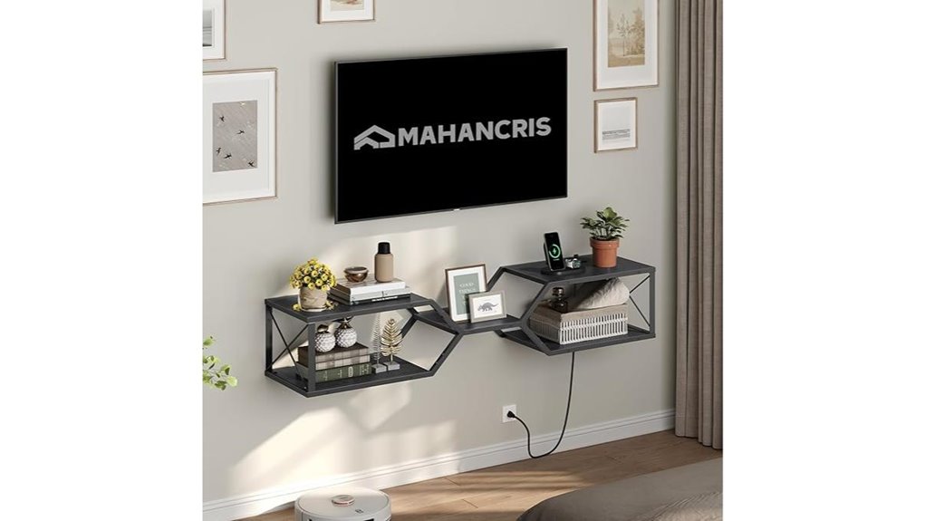 floating tv stand with outlets