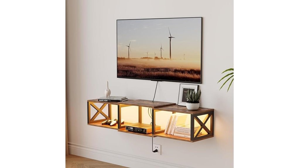 floating tv stand with outlets