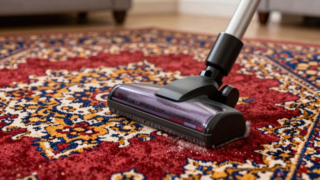 frequent gentle rug vacuuming