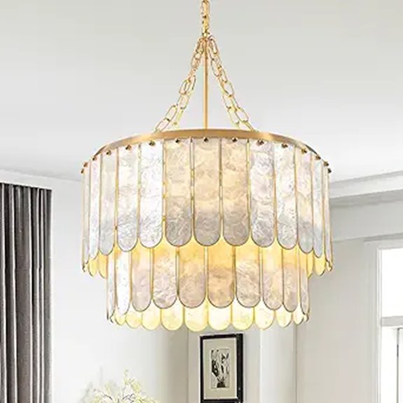gold frame shell chandelier