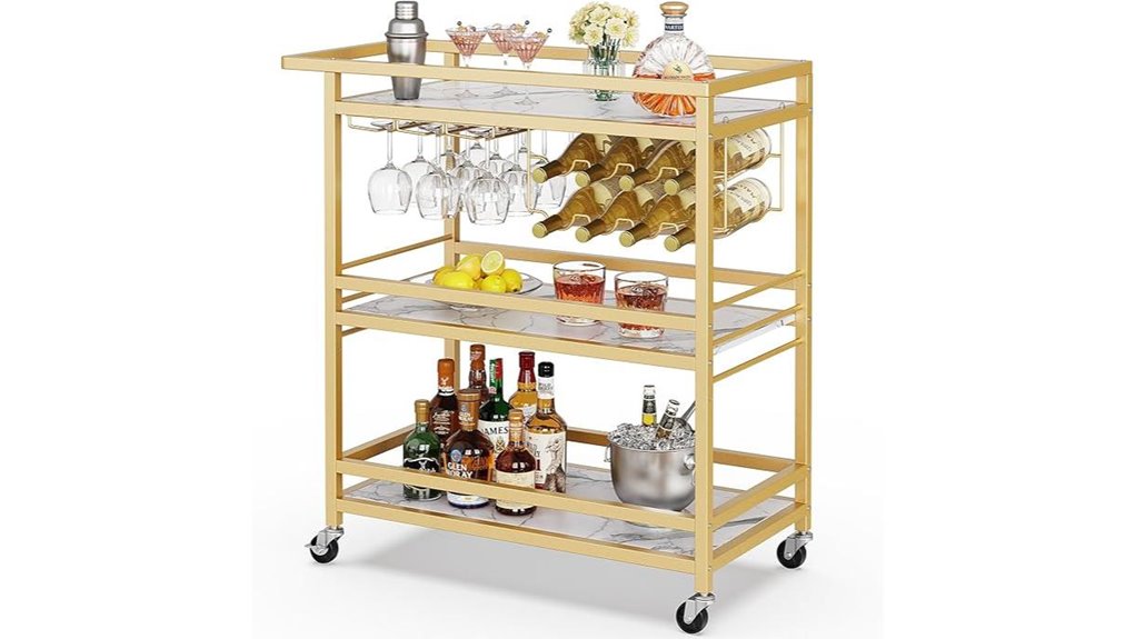 gold rolling bar cart