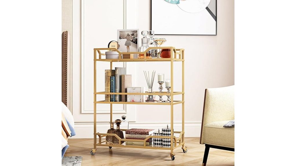 gold square tiered cart