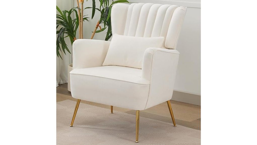 golden legged fabric wingchair