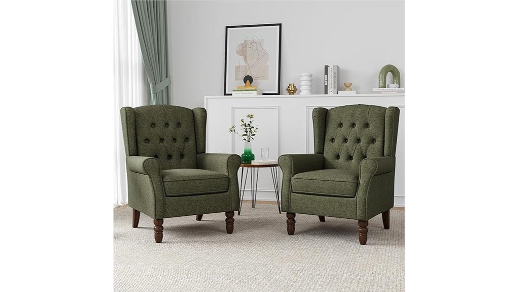green wingback chair set