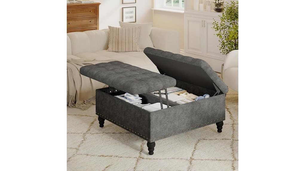 grey ottoman with lift