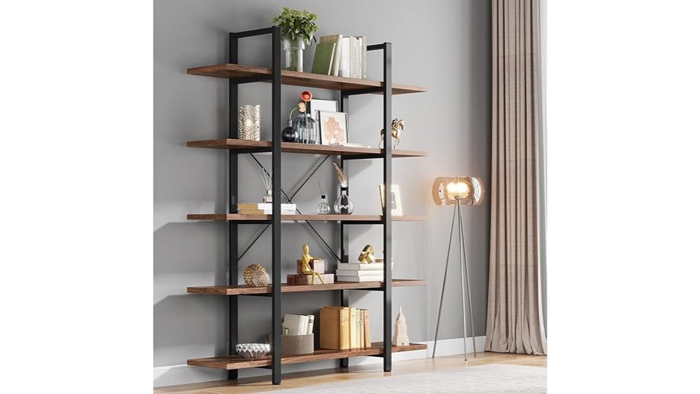 industrial 5 tier bookshelf