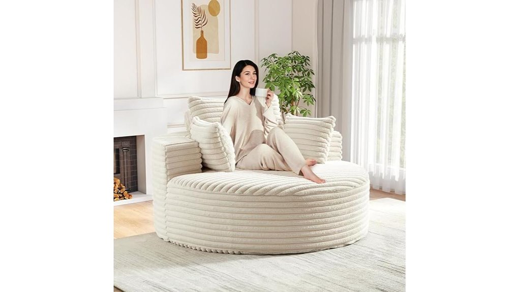 large beige corduroy chair
