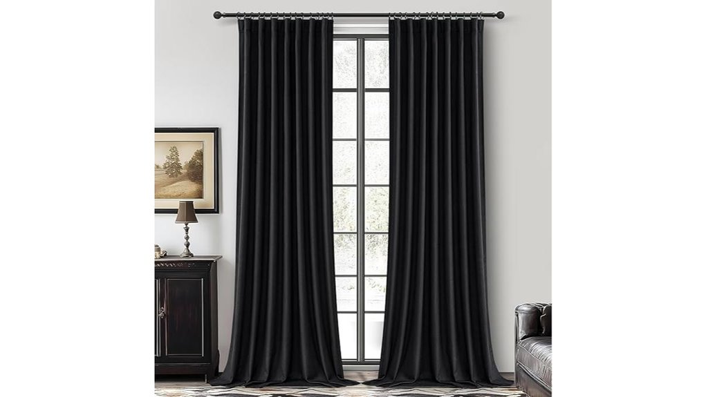 large black linen curtains
