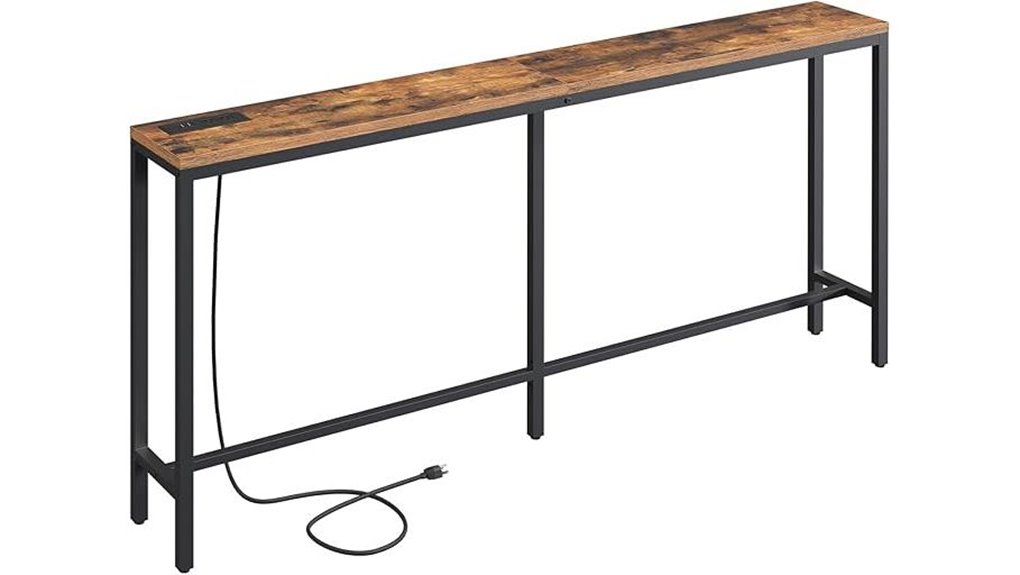 large console with chargers