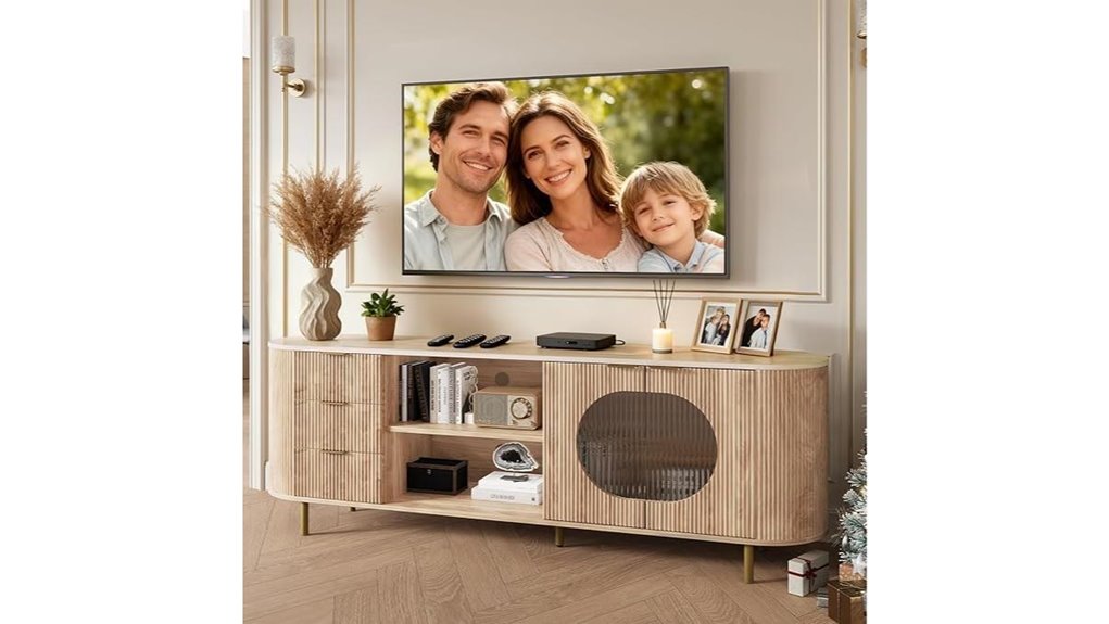 large curved tv stand