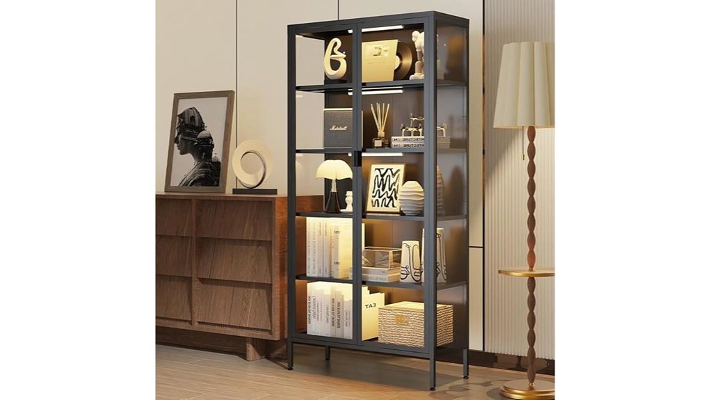 large glass cabinet lighting