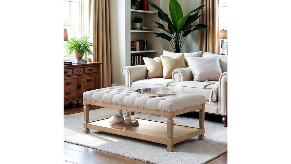 large tufted storage ottoman