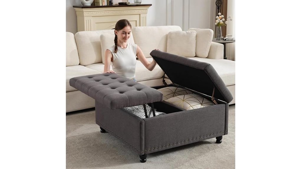 large tufted storage ottoman