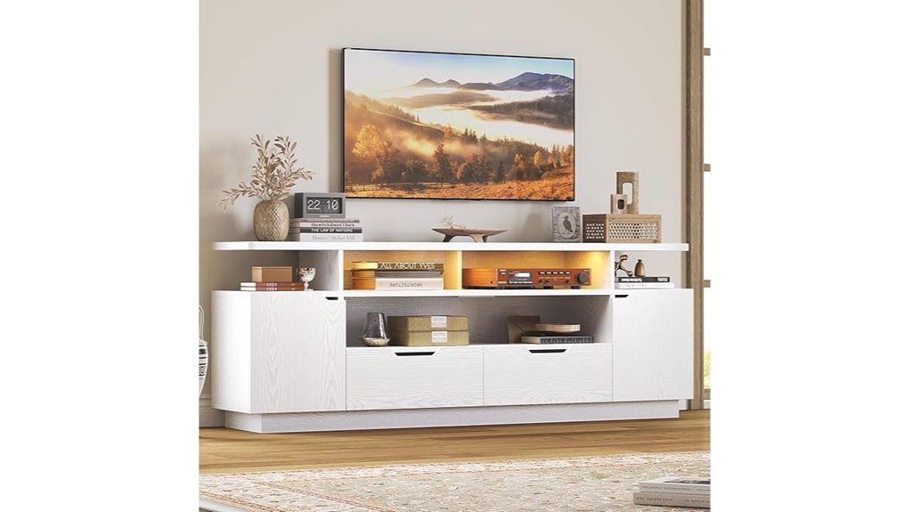 large tv stand with lights