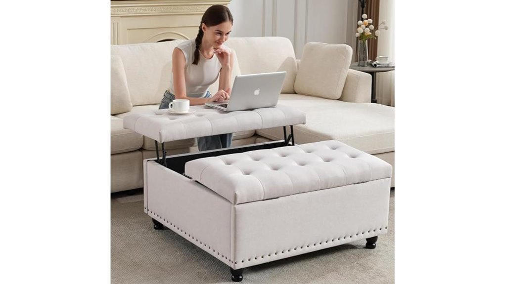 large upholstered storage ottoman