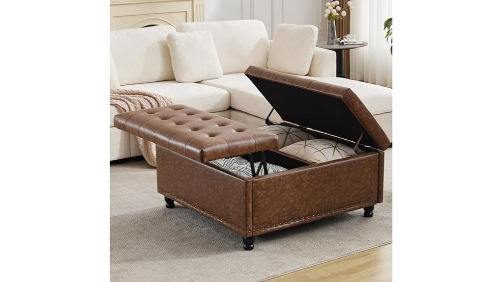 large upholstered storage ottoman