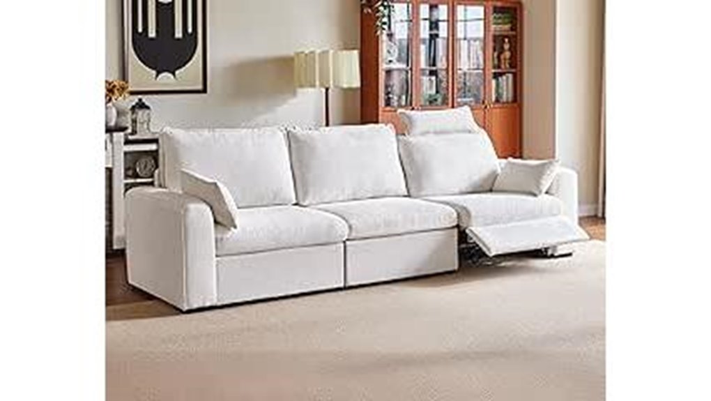 large white recliner sectional