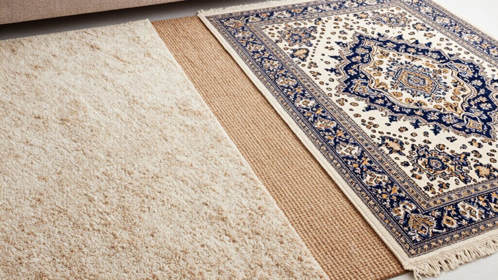 layered rugs with coordinated textures