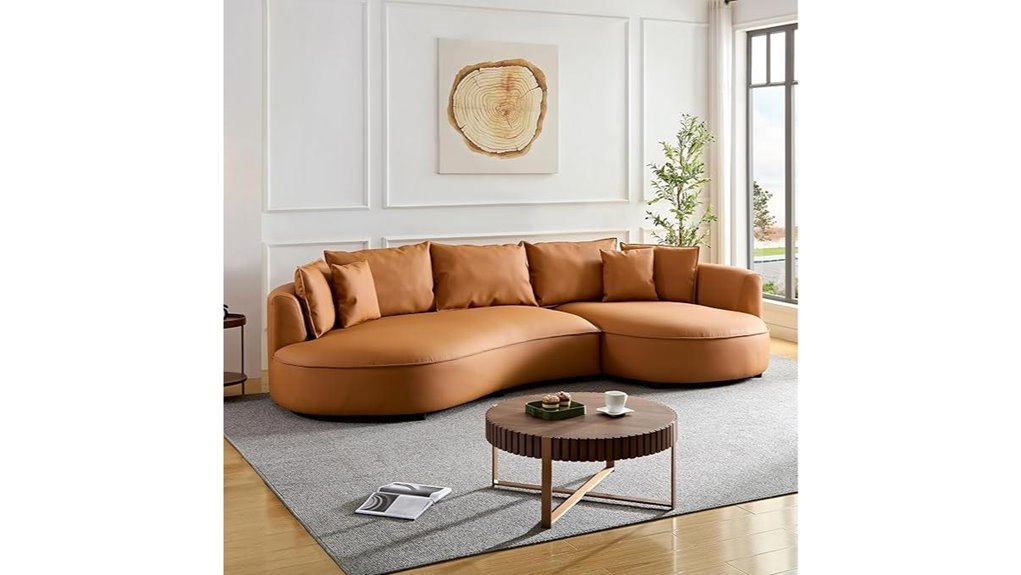 leather curved sofa pillows