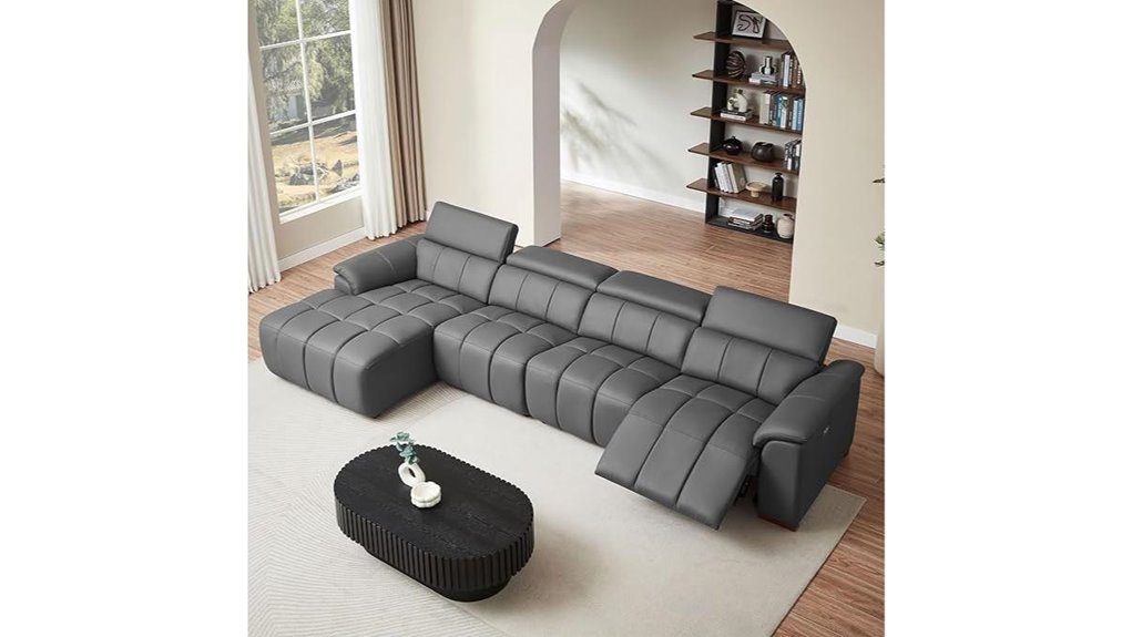 leather l shaped recliner