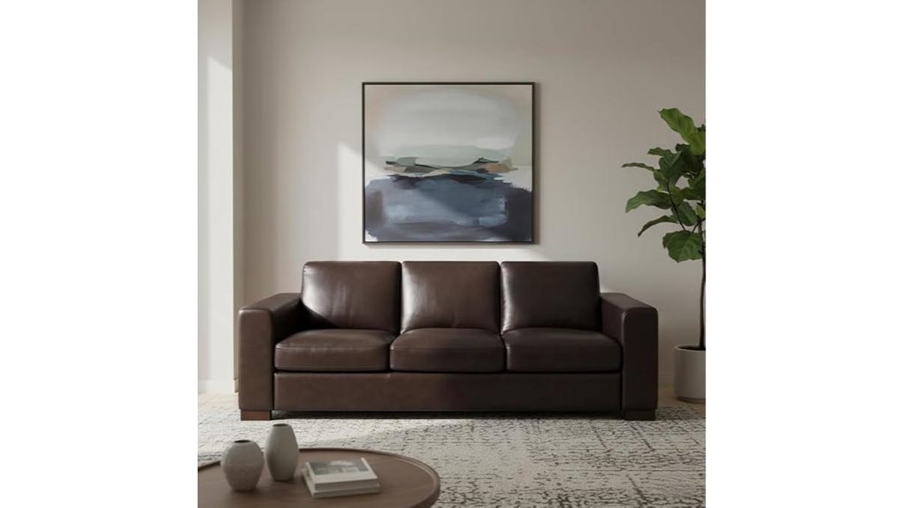 leather sofa with ergonomic backrest