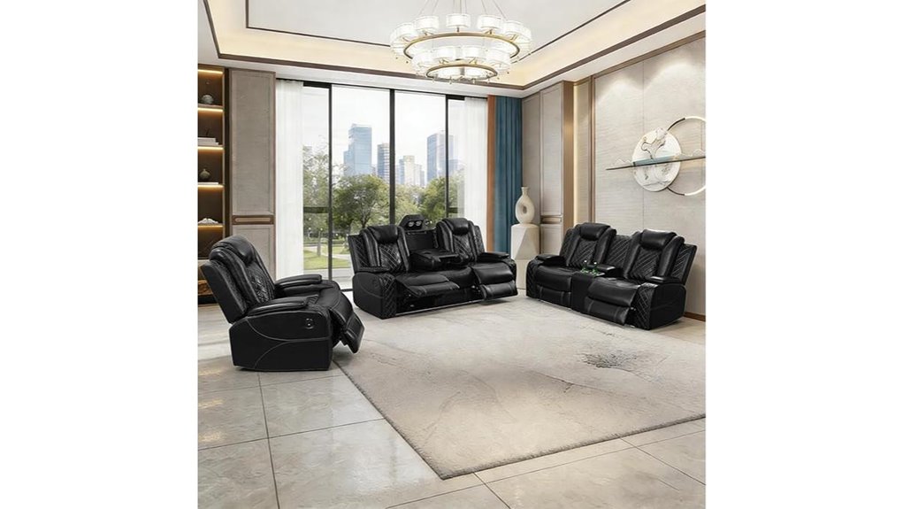 leather sofa with lighting