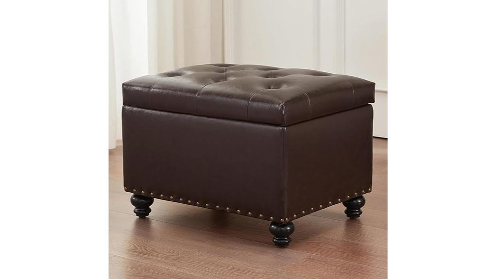 leather tufted storage ottoman
