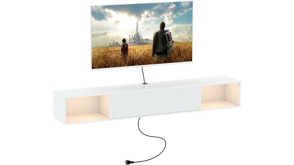 led lit floating tv stand
