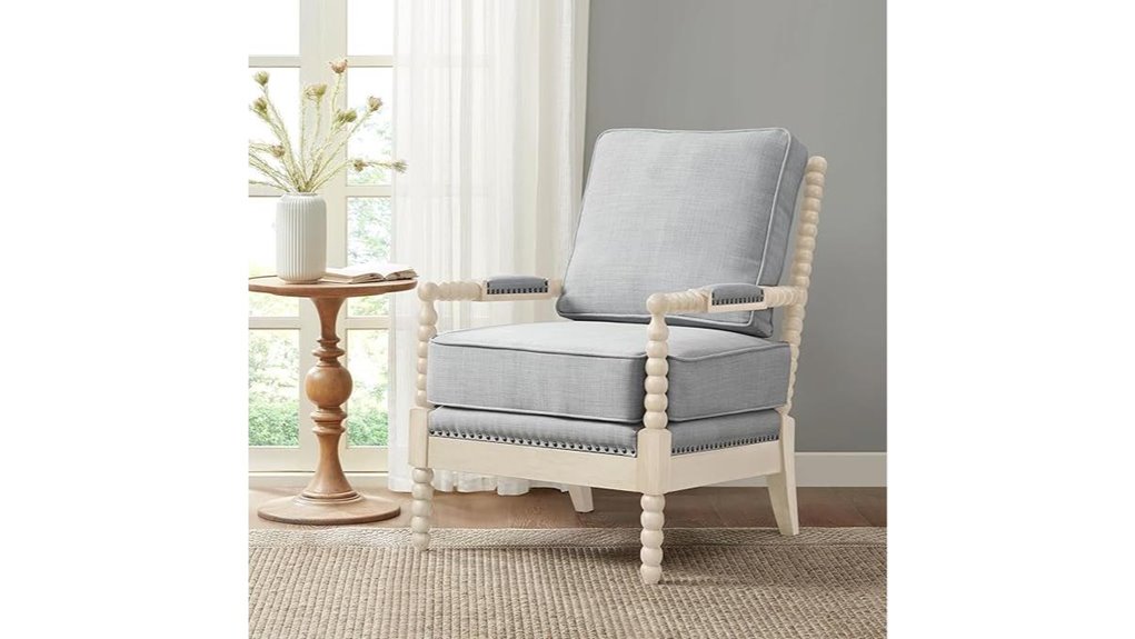 light blue cream armchair
