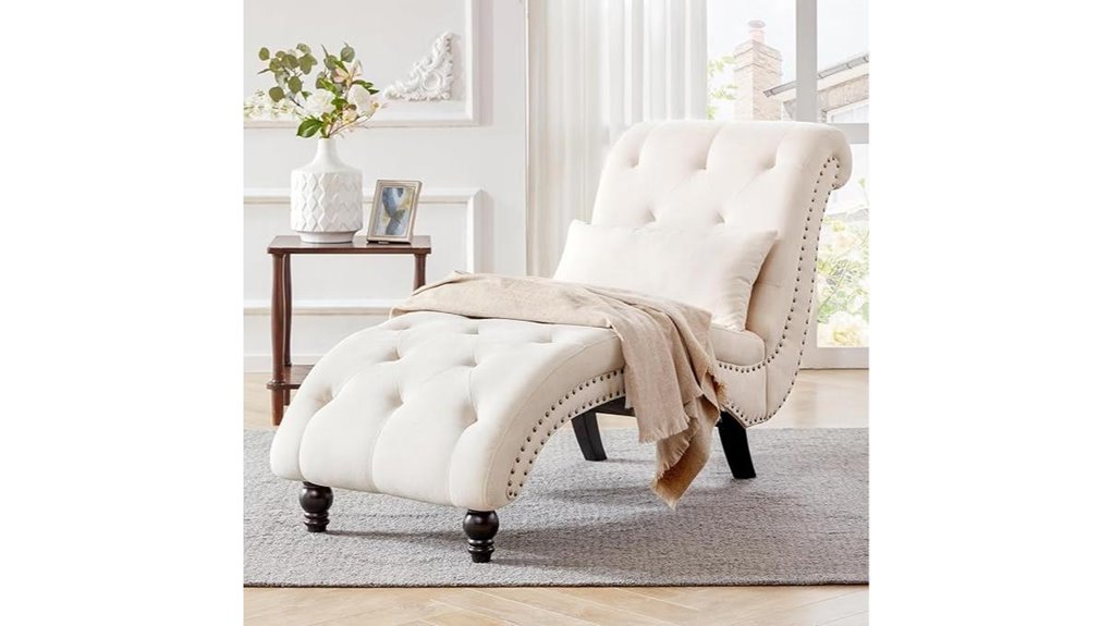 linen chaise with wood