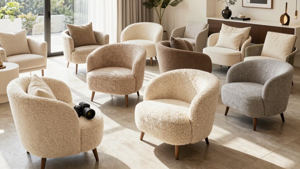luxury boucle accent chairs