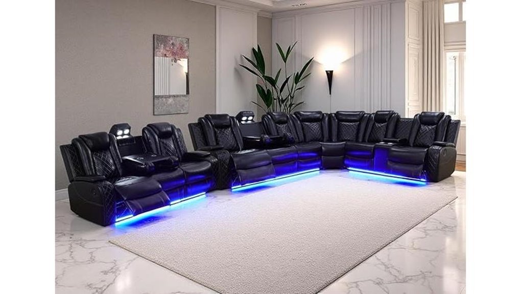 luxury leather reclining sectional