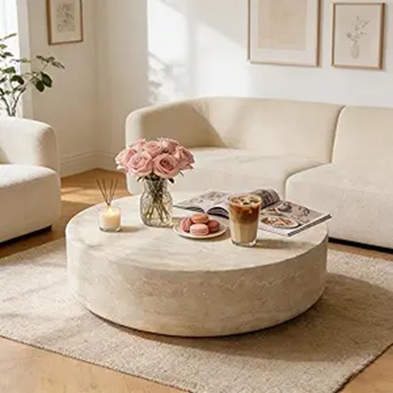 marble style round coffee table