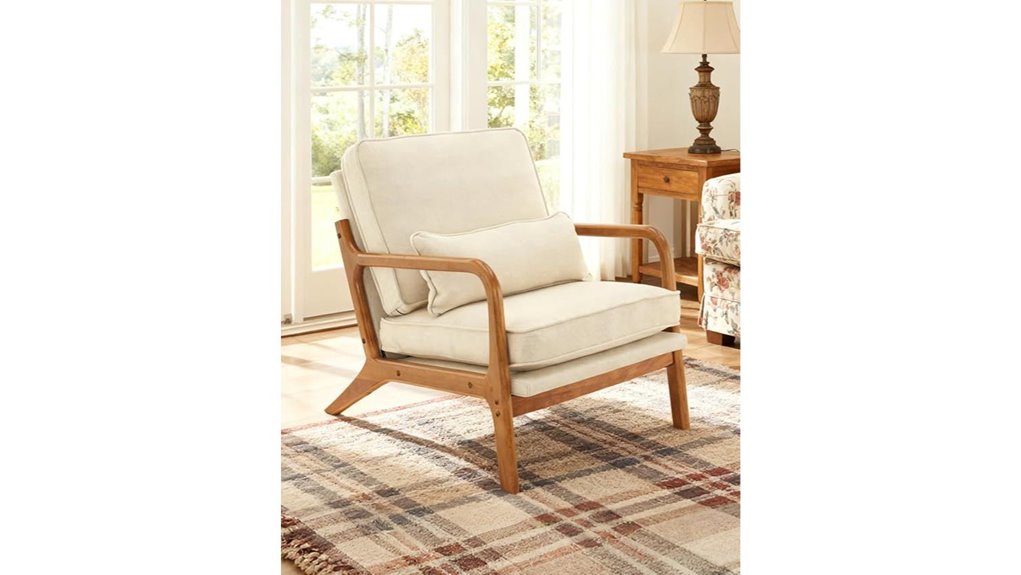 mid century linen accent chair