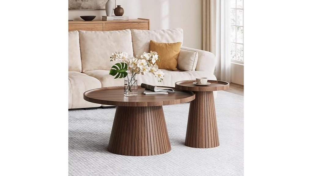 mid century walnut nesting tables