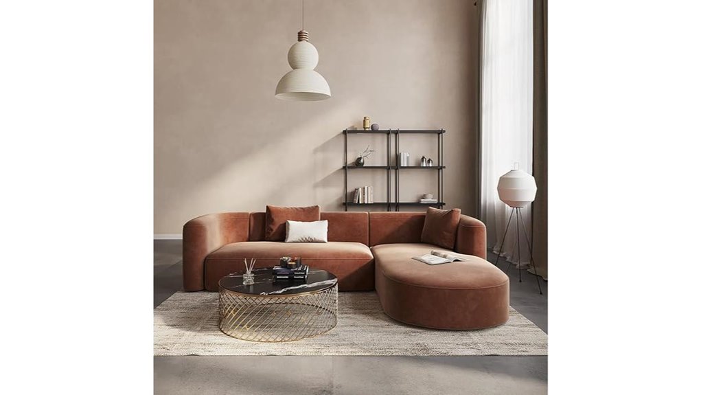 modern velvet l shape sofa