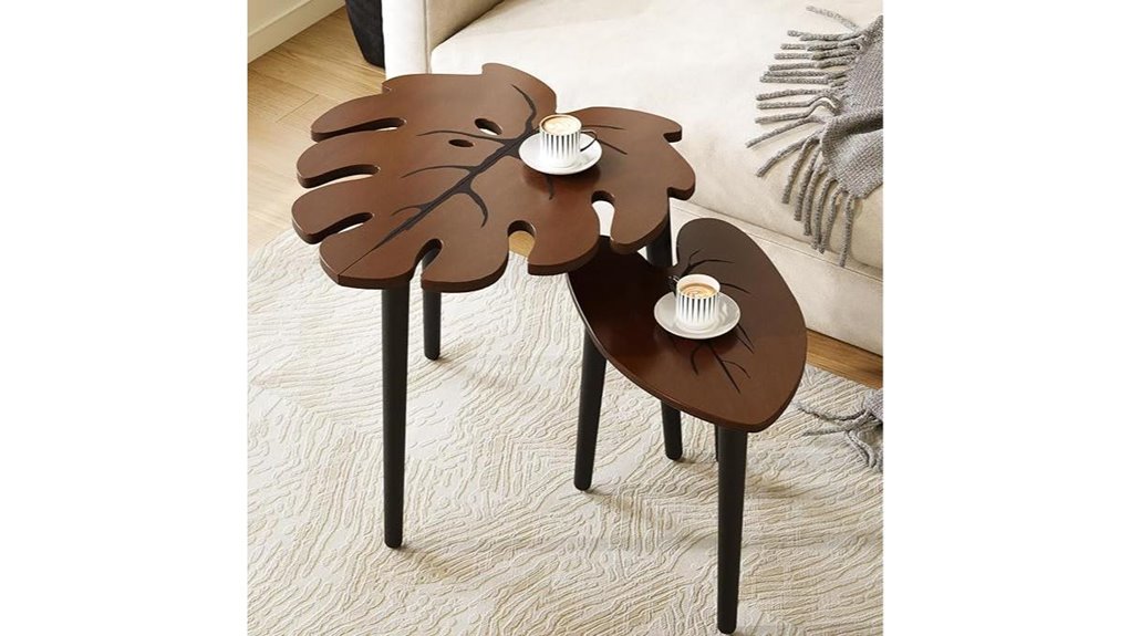 monstera leaf nesting tables