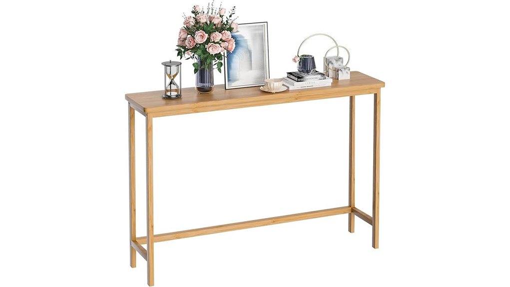 narrow bamboo entryway table