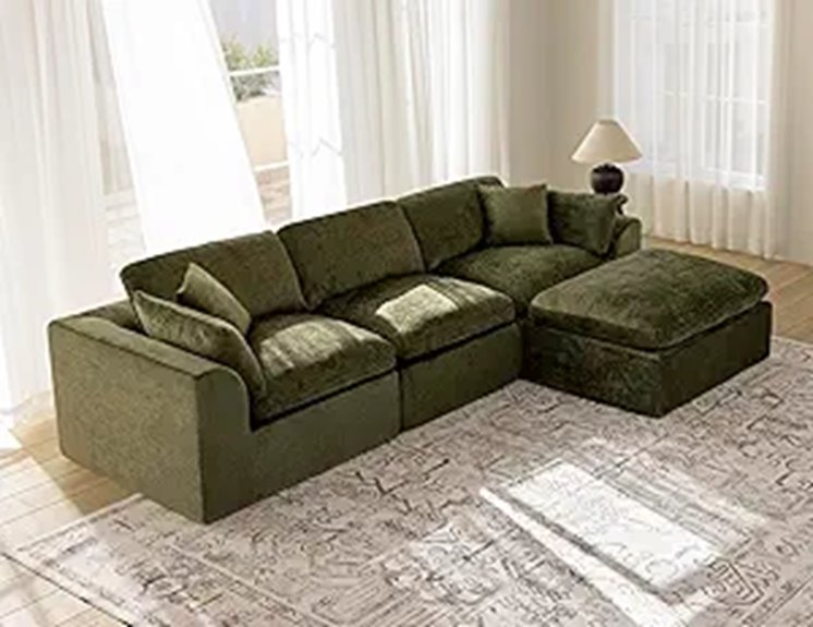 olive green modular sofa