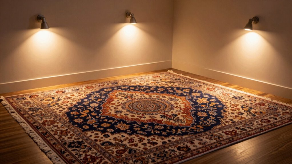 optimal rug lighting placement