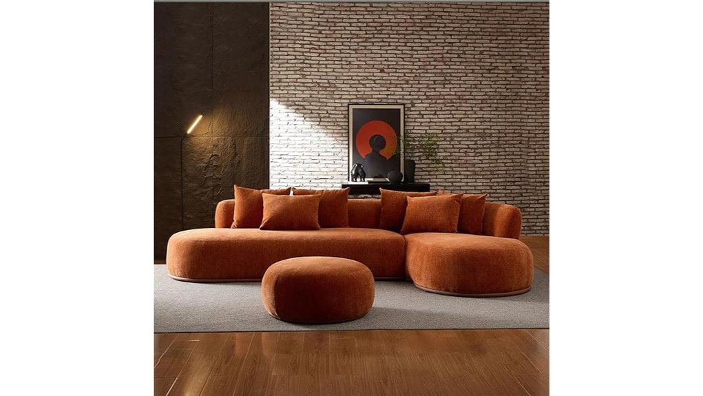 orange modern sectional sofa