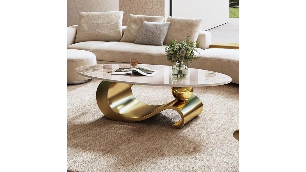 oval faux marble table